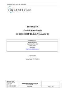 Qualification Study CHO | 360 HCP ELISA  Short Report Qualification Study CHO|360-HCP ELISA (Type A to D)