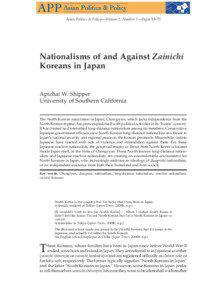 Asian Politics & Policy—Volume 2, Number 1—Pages 55–75  Nationalisms of and Against Zainichi