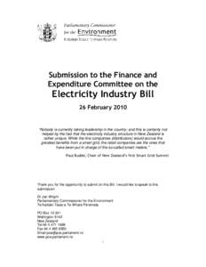 Submission to the Finance and Expenditure Committee on the Electricity Industry Bill 26 February 2010