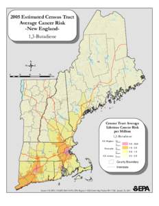 2005 Estimated Census Tract Average Cancer Risk in New England: 1,3-Butadiene