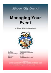Lithgow City Council  Managing Your Event A Safety Guide for Organisers