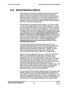 U.S. Army Corps of Engineers  Chapter 2. Site Description, Options, and Alternatives[removed]Salinity Reduction Options Salinity reduction is the first step in the habitat restoration process. Currently,