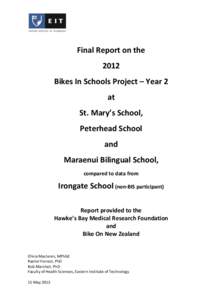 Final Report on the 2012 Bikes In Schools Project – Year 2 at St. Mary’s School, Peterhead School