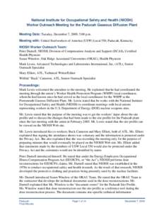 National Institute for Occupational Safety and Health / Radioactivity / Occupational safety and health / Radiation dose reconstruction / Energy Employees Occupational Illness Compensation Program / Paducah /  Kentucky / Ionizing radiation / Radiation therapy / Paducah Gaseous Diffusion Plant / Medicine / Radiobiology / Health