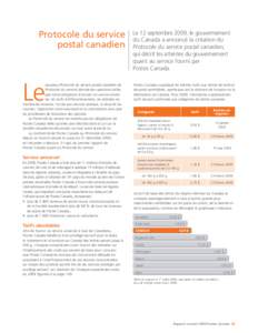 Postes Canada - Rapport annuel Protocole du service postal canadien