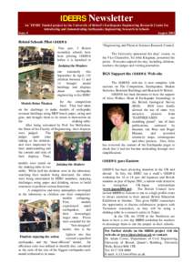 IDEERS Newsletter * An EPSRC funded project by the University of Bristol’s Earthquake Engineering Research Centre for Introducing and Demonstrating Earthquake Engineering Research in Schools Issue 4