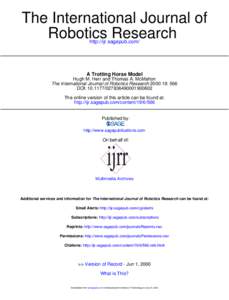 The International Journal of Robotics Research http://ijr.sagepub.com/ A Trotting Horse Model Hugh M. Herr and Thomas A. McMahon
