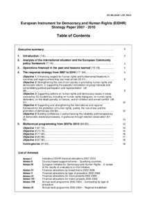 DG RELEX/B/1 JVK[removed]European Instrument for Democracy and Human Rights (EIDHR) Strategy Paper[removed]Table of Contents