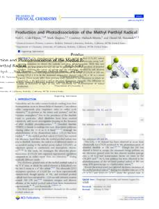 Article pubs.acs.org/JPCA Production and Photodissociation of the Methyl Perthiyl Radical Neil C. Cole-Filipiak,†,‡,# Mark Shapero,†,‡ Courtney Haibach-Morris,‡ and Daniel M. Neumark*,†,‡ †