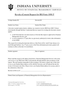      Revoke eConsent Request for IRS Form 1098-T 10-digit Student ID