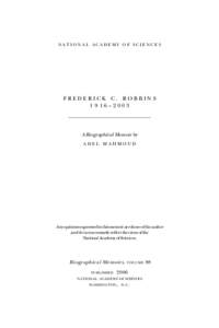 NATIONAL ACADEMY OF SCIENCES  FREDERICK C. ROBBINS