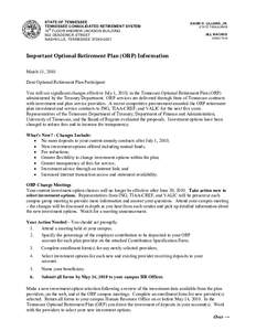 STATE OF TENNESSEE TENNESSEE CONSOLIDATED RETIREMENT SYSTEM th 10 FLOOR ANDREW JACKSON BUILDING 502 DEADERICK STREET NASHVILLE, TENNESSEE[removed]