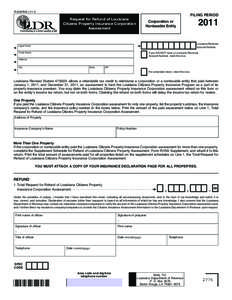 R-620INS[removed]FILING PERIOD Request for Refund of Louisiana Citizens Property Insurance Corporation