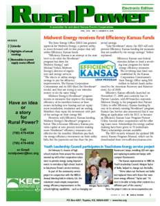 RuralPower  Electronic Edition A newsletter for and about Kansas Electric Cooperatives Vol . LVX ,