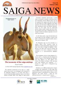 Published by the Saiga Conservation Alliance  Issue 15, SummerSAIGA NEWS