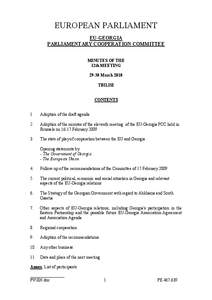 EUROPEAN PARLIAMENT EU-GEORGIA PARLIAMENTARY COOPERATION COMMITTEE MINUTES OF THE 12th MEETING[removed]March 2010