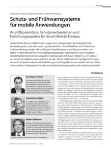 AUFSÄTZE  Dominique Petersen, Sebastian Barchnicki, Norbert Pohlmann Schutz- und Frühwarnsysteme für mobile Anwendungen