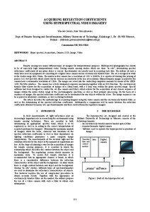 ACQUIRING REFLECTION COEFFICIENTS USING HYPERSPECTRAL VIDEO IMAGERY Wieslaw Debski, Piotr Walczykowski