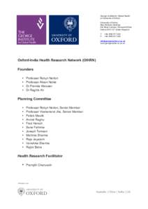 George Institute for Global Health at University of Oxford University of Oxford New Richards Building Old Road Campus, Roosevelt Drive Oxford OX3 7LF United Kingdom