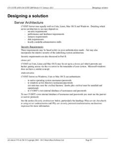 CVS SUITE AND CM SUITE 2009 Build 4747 JanuaryDesigning a solution Designing a solution Server Architecture