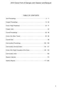 2010 Grand York of Georgia-Joint Session and Banquet  TABLE OF CONTENTS Joint Proceedings ----------------------------------------------------------------------[removed]Chapter Proceedings----------------------------------