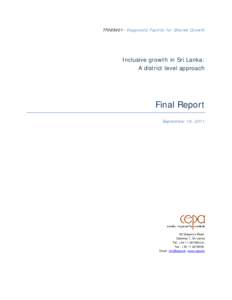 TF095401- Diagnostic Facility for Shared Growth  Inclusive growth in Sri Lanka: A district level approach  Final Report