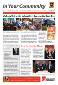 In Your Community The University of Waikato — Sharing knowledge and expanding horizons www.waikato.ac.nz April 2014