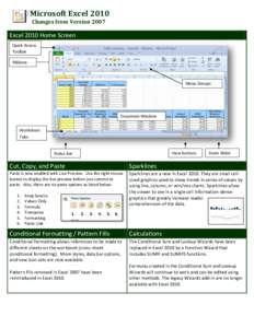 Microsoft Excel 2010 Changes from Version 2007 Excel 2010 Home Screen Quick Access Toolbar