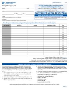 Revised November 2013	  SL134 UF/IFAS Analytical Services Laboratories Extension Soil Testing Laboratory