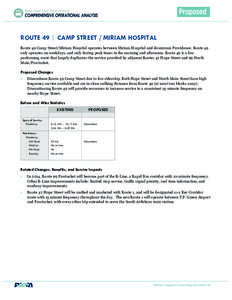 ROUTE 49 | CAMP STREET / MIRIAM HOSPITAL Route 49 Camp Street/Miriam Hospital operates between Miriam Hospital and downtown Providence. Route 49 only operates on weekdays, and only during peak times in the morning and af