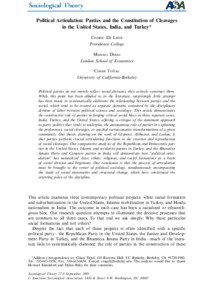 Political Articulation: Parties and the Constitution of Cleavages in the United States, India, and Turkey* CEDRIC DE LEON