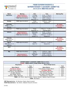 PSESD SUPERINTENDENTS & SUPERINTENDENT’S ADVISORY COMMITTEE[removed]MEETING DATES Month September