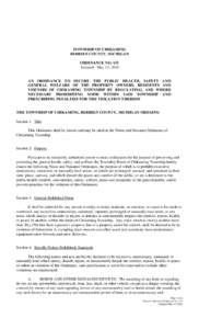 TOWNSHIP OF CHIKAMING BERRIEN COUNTY, MICHIGAN ORDINANCE NO. 131 Adopted: May 13, 2010  AN ORDINANCE TO SECURE THE PUBLIC HEALTH, SAFETY AND