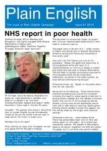 Plain English The voice of Plain English Campaign Issue[removed]NHS report in poor health