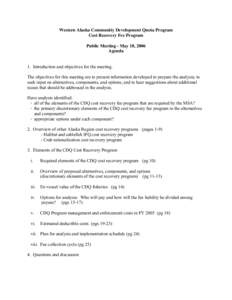 Western Alaska Community Development Quota Program Cost Recovery Fee Program Public Meeting - May 18, 2006