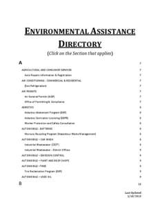 ENVIRONMENTAL ASSISTANCE DIRECTORY (Click on the Section that applies) A