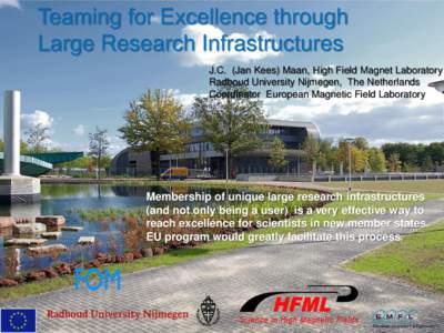 Teaming for Excellence through Large Research Infrastructures J.C. (Jan Kees) Maan, High Field Magnet Laboratory Radboud University Nijmegen, The Netherlands Coordinator European Magnetic Field Laboratory