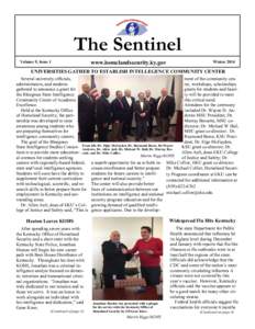 The Sentinel Volume 9, Issue 1 www.homelandsecurity.ky.gov  Winter 2014