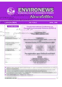 ENVIRONEWS INTERNATIONAL SOCIETY OF ENVIRONMENTAL BOTANISTS Newsletter LUCKNOW (INDIA)