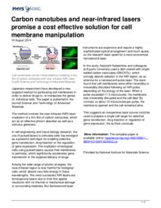 Molecular biology / Acronyms / Laser / Photonics / Carbon nanotube / Mode-locking / Transfection / Cell membrane / Infrared / Biology / Electromagnetic radiation / Optics