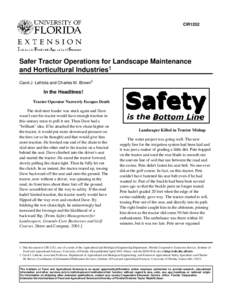 Safer Tractor Operations for Landscape Maintenance and Horticultural Industries