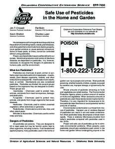 Oklahoma Cooperative Extension Service  EPP-7450 Safe Use of Pesticides in the Home and Garden