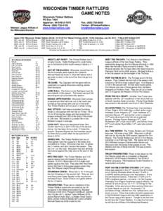 WISCONSIN TIMBER RATTLERS GAME NOTES Midwest League Affiliate of the Milwaukee Brewers