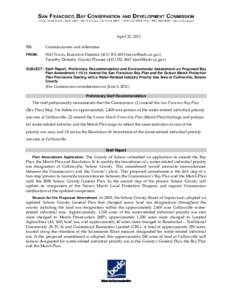 Staff Report, Preliminary Recommendation and Environmental Assessment on Proposed Bay Plan Amendment 1-10 to Amend the San Francisco Bay Plan and the Suisun Marsh Protection Plan Provisions Dealing with a Water-Related I