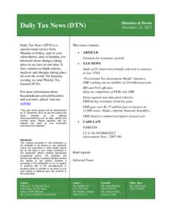 Huzaima & Ikram November 21, 2012 Daily Tax News (DTN) Daily Tax News (DTN) is a special email service from