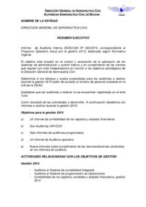 DIRECCIÓN GENERAL DE AERONÁUTICA CIVIL AUTORIDAD AERONÁUTICA CIVIL DE BOLIVIA DGAC  NOMBRE DE LA ENTIDAD