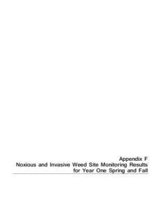 Appendix F Noxious and Invasive Weed Site Monitoring Results for Year One Spring and Fall Year One Spring Noxious Weed Monitoring Results