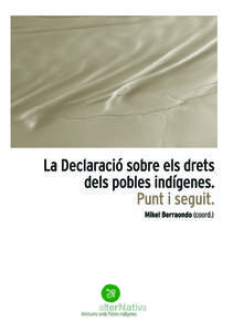 La Declaració sobre els drets dels pobles indígenes. Punt i seguit. L’aplicació de la Declaració no només beneficiarà als pobles indígenes sinó que també beneficiarà el planeta i la resta del món. Si ens p