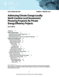 Local Finance Bulletin  NUMBER 41 | FEBRUARY 2010 Addressing Climate Change Locally: North Carolina Local Government