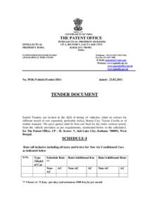 GOVERNMENT OF INDIA  THE PATENT OFFICE INTELLECTUAL PROPERTY BUILDING CP-2, SECTOR-V, SALT LAKE CITY KOLKATA[removed].